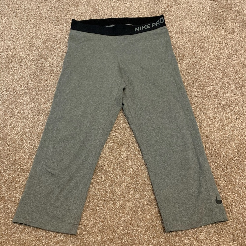 Nike pro gray and black dri fit workout leggings